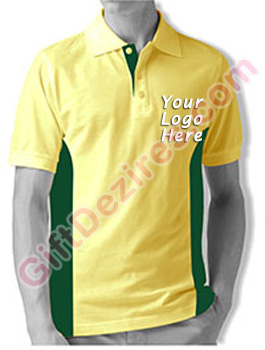Designer Lemon Yellow and Green Color T Shirts With Company Logo